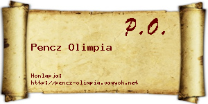Pencz Olimpia névjegykártya
